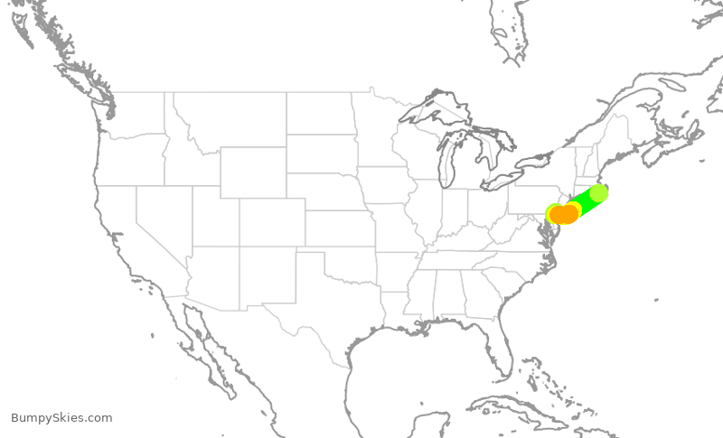 Turbulence forecast map for RPA4602, MVY to PHL