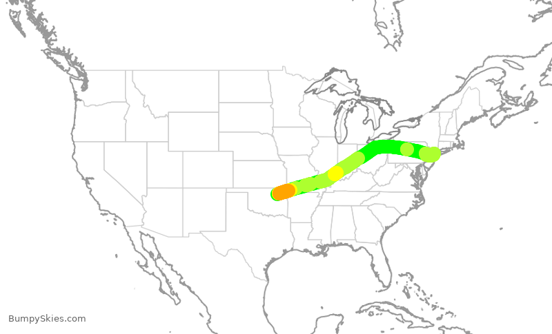 Turbulence forecast map for RPA4605, TUL to LGA