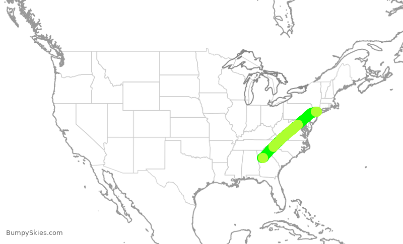 Turbulence forecast map for RPA4606, LGA to ATL