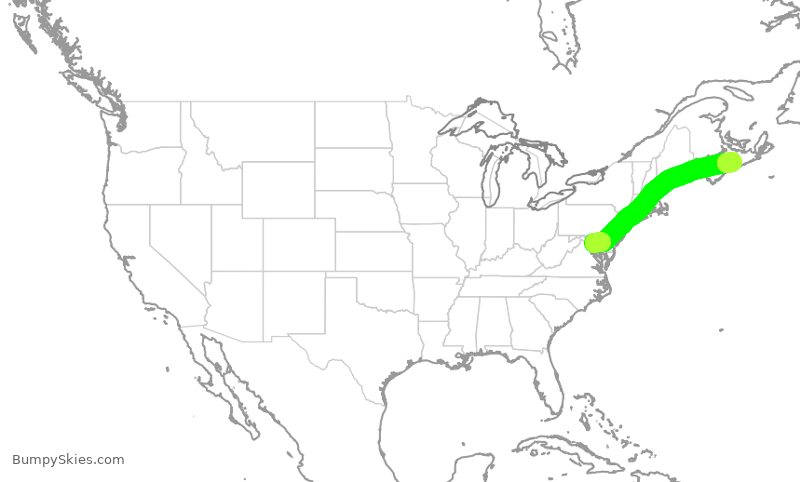 Turbulence forecast map for RPA4608, DCA to YHZ