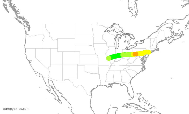 Turbulence forecast map for RPA4608, LGA to STL