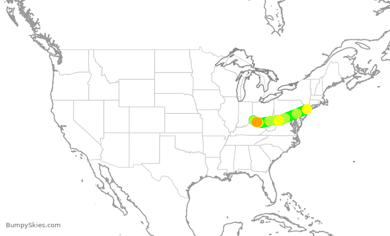 Turbulence forecast map for RPA4609, JFK to CVG