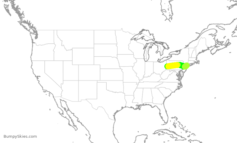 Turbulence forecast map for RPA4610, PIT to LGA