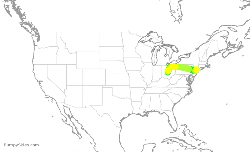 Turbulence forecast map for RPA4617, CMH to LGA
