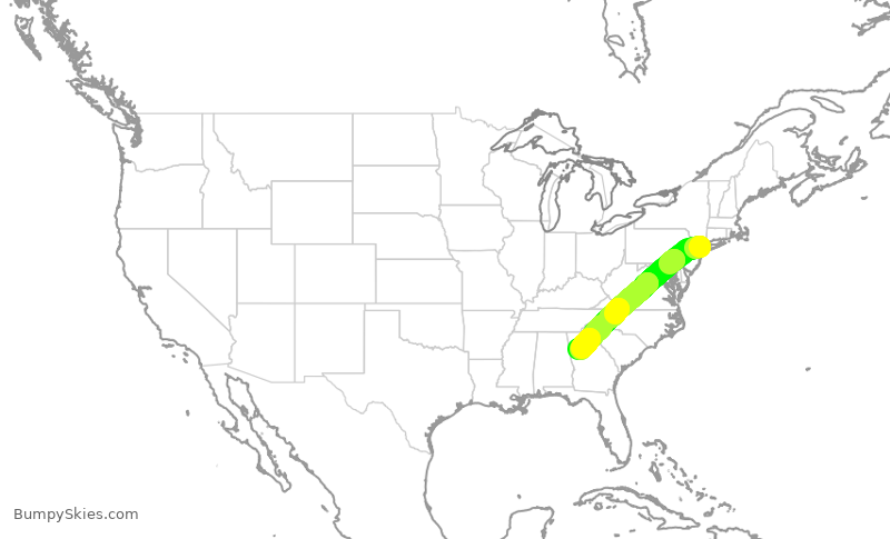 Turbulence forecast map for RPA4617, LGA to ATL