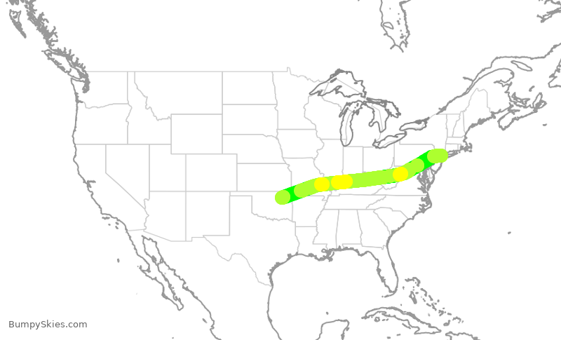 Turbulence forecast map for RPA4619, LGA to TUL
