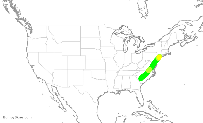Turbulence forecast map for RPA4620, CAE to LGA