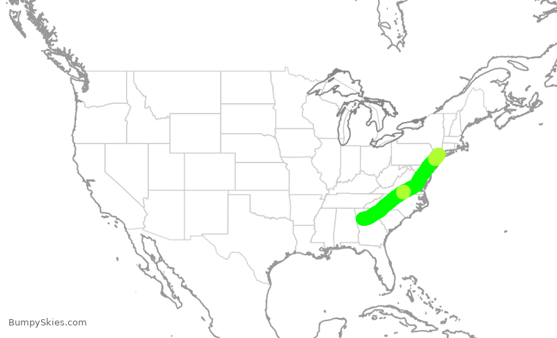 Turbulence forecast map for RPA4628, ATL to LGA