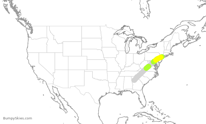 Turbulence forecast map for RPA4628, LGA to ATL