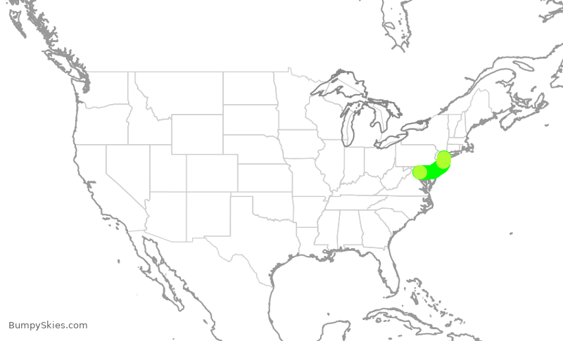 Turbulence forecast map for RPA4629, DCA to JFK