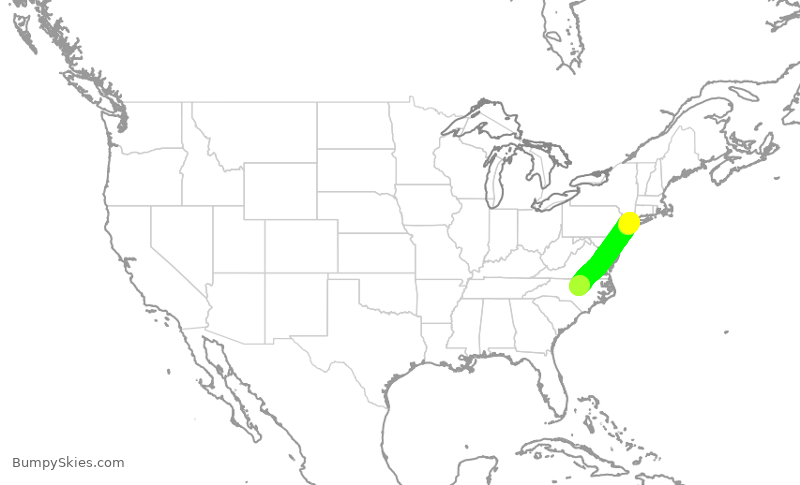 Turbulence forecast map for RPA4629, RDU to LGA