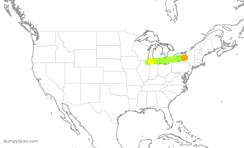 Turbulence forecast map for RPA4634, ORD to SYR