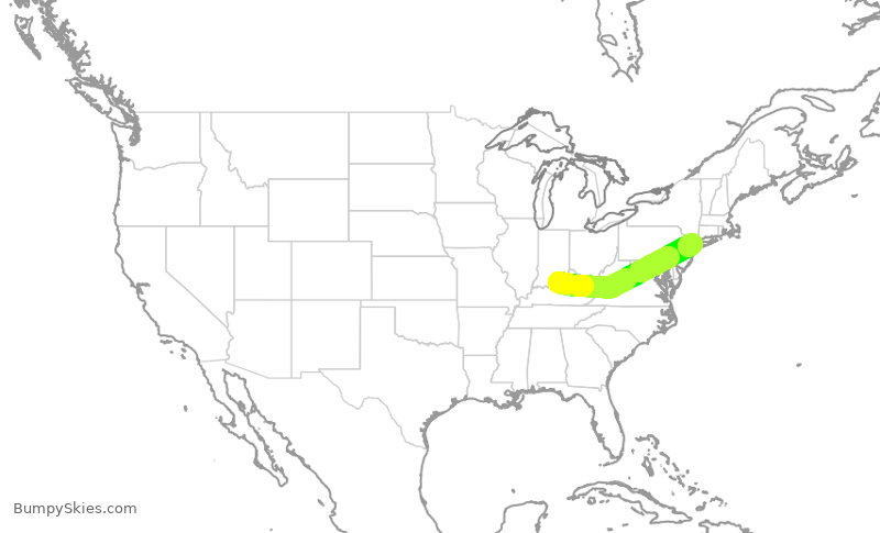 Turbulence forecast map for RPA4635, SDF to LGA