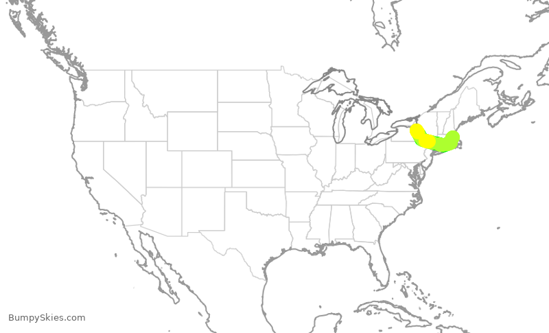 Turbulence forecast map for RPA4635, SYR to BOS