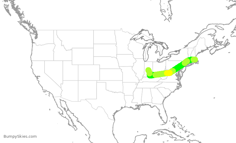 Turbulence forecast map for RPA4636, BOS to IND