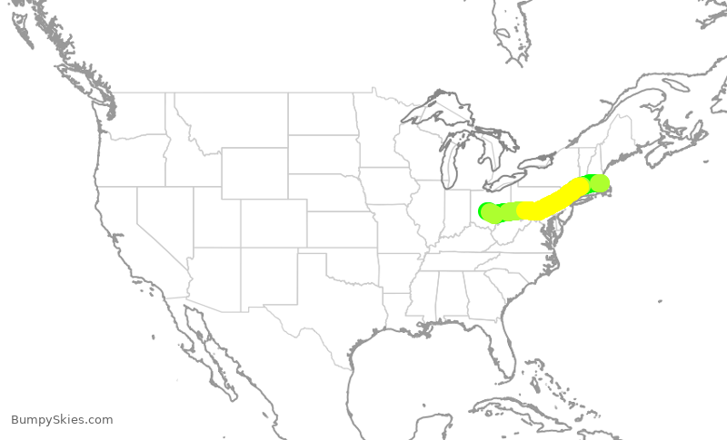 Turbulence forecast map for RPA4641, BOS to CMH