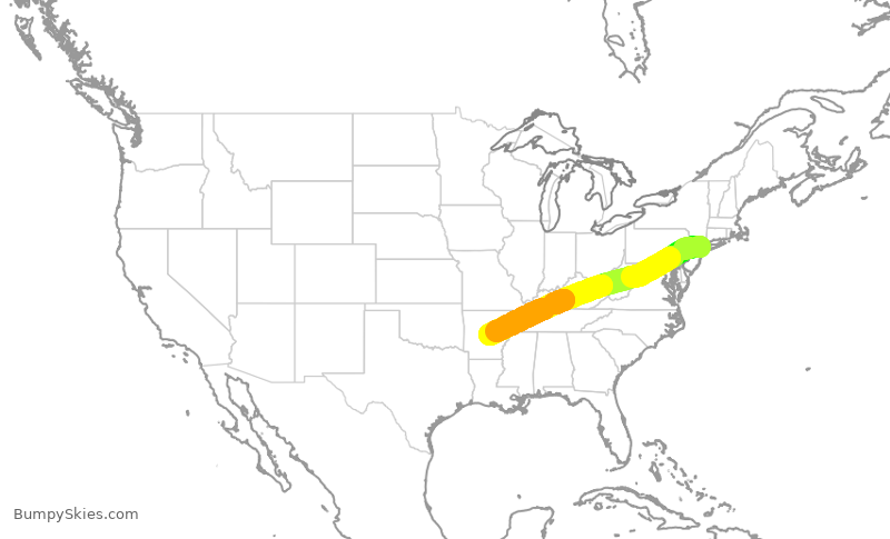 Turbulence forecast map for RPA4644, LGA to LIT