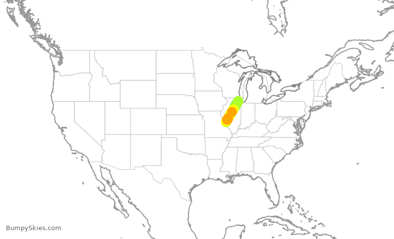 Turbulence forecast map for RPA4645, STL to ORD