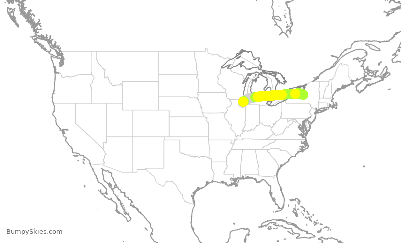 Turbulence forecast map for RPA4645, SYR to ORD