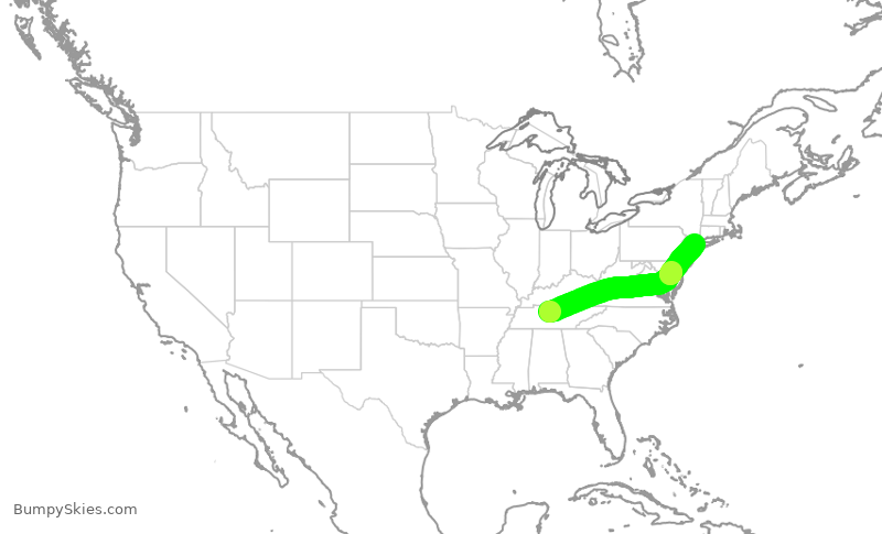 Turbulence forecast map for RPA4652, BNA to LGA