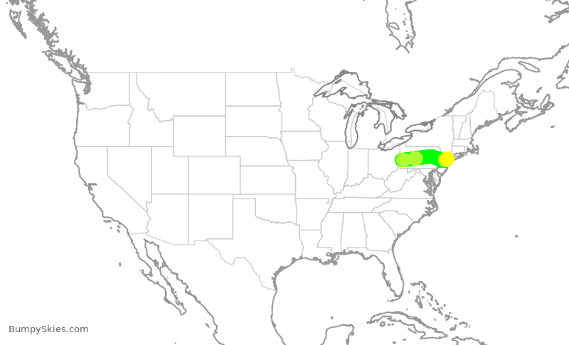 Turbulence forecast map for RPA4655, PIT to LGA