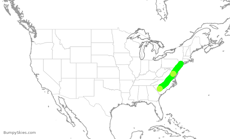 Turbulence forecast map for RPA4670, CAE to LGA