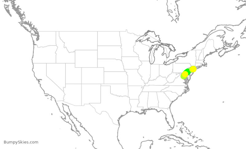 Turbulence forecast map for RPA4671, JFK to DCA
