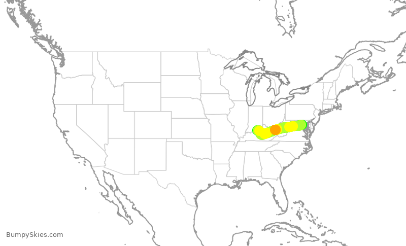 Turbulence forecast map for RPA4672, DCA to SDF