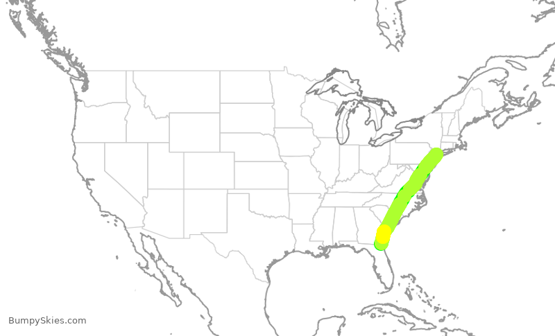 Turbulence forecast map for RPA4675, JAX to LGA
