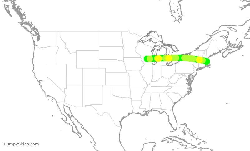 Turbulence forecast map for RPA4676, BOS to MSN