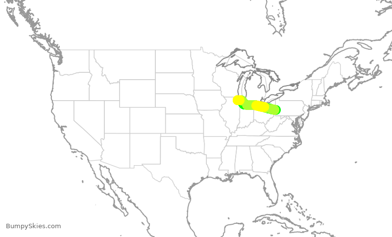Turbulence forecast map for RPA4678, PIT to ORD