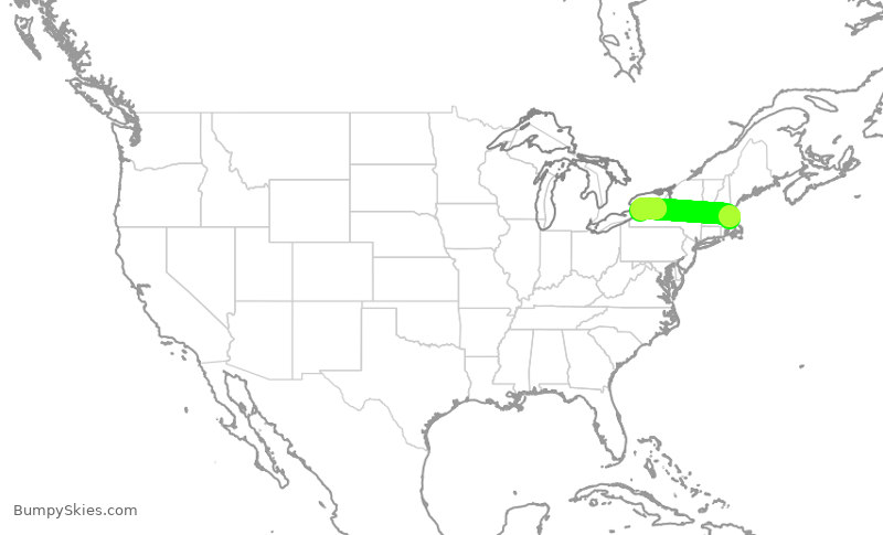 Turbulence forecast map for RPA4681, BOS to BUF