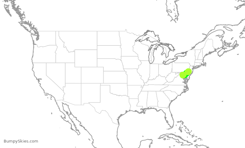 Turbulence forecast map for RPA4681, DCA to PHL