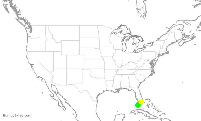Turbulence forecast map for RPA4684, EYW to MIA