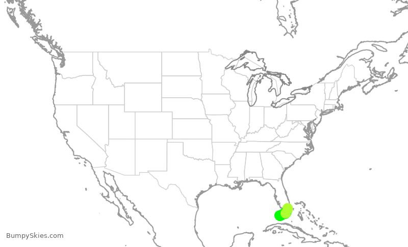 Turbulence forecast map for RPA4684, MIA to EYW