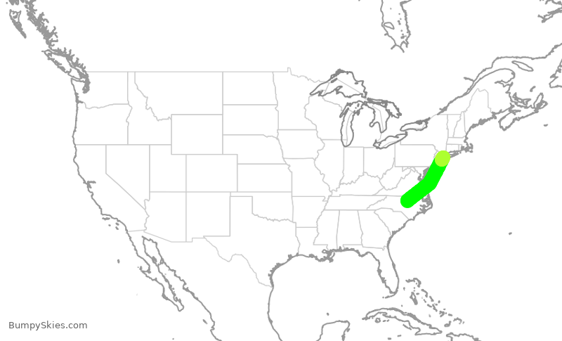 Turbulence forecast map for RPA4686, RDU to JFK