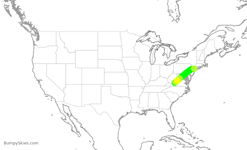 Turbulence forecast map for RPA4688, LGA to ROA