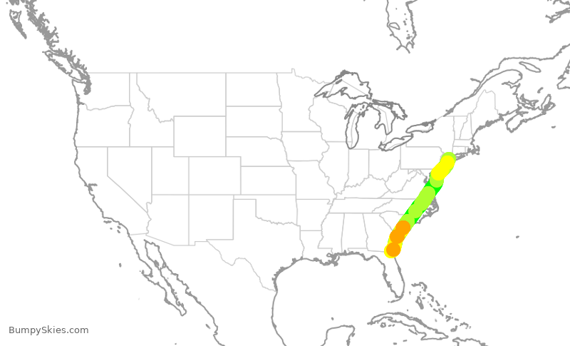 Turbulence forecast map for RPA4690, LGA to JAX