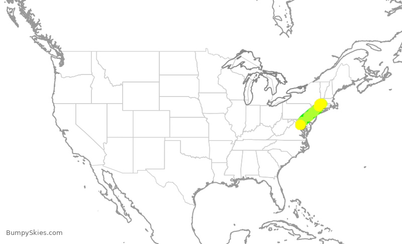 Turbulence forecast map for RPA4691, BDL to DCA
