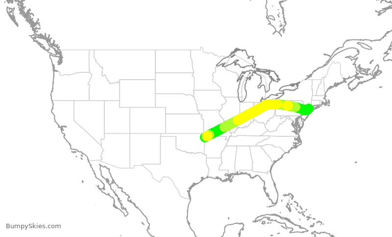 Turbulence forecast map for RPA4695, XNA to LGA