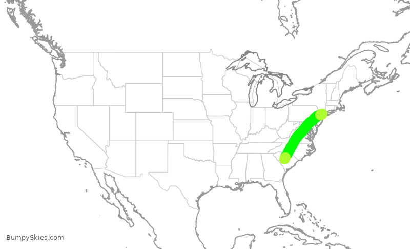 Turbulence forecast map for RPA4697, LGA to CAE
