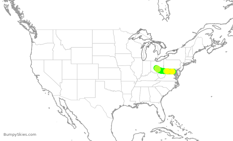Turbulence forecast map for RPA4700, DCA to CMH