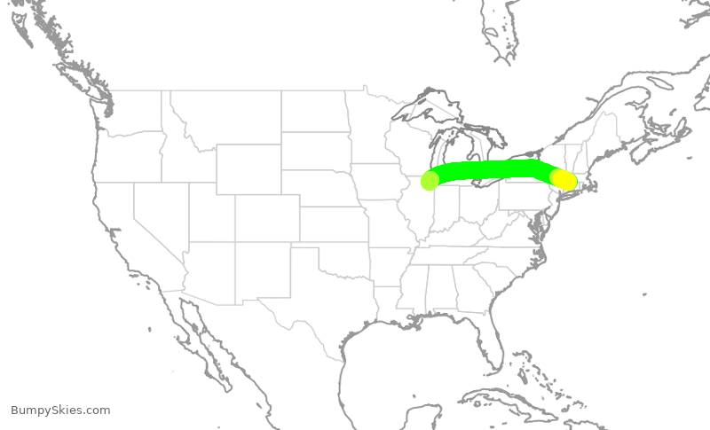 Turbulence forecast map for RPA4704, BDL to ORD