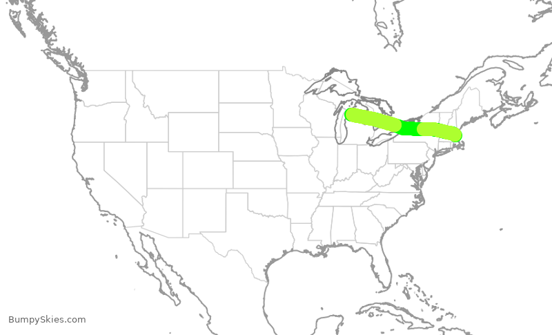 Turbulence forecast map for RPA4707, BOS to TVC