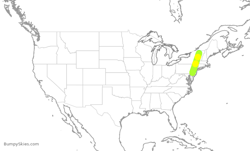 Turbulence forecast map for RPA4708, BTV to PHL