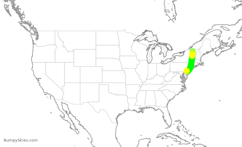 Turbulence forecast map for RPA4708, PHL to BTV