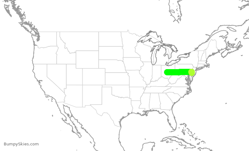 Turbulence forecast map for RPA4711, CMH to PHL