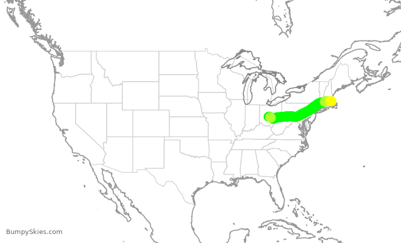 Turbulence forecast map for RPA4712, BOS to CMH