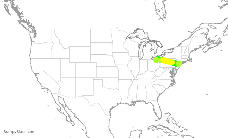 Turbulence forecast map for RPA4713, CLE to LGA