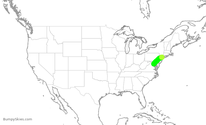 Turbulence forecast map for RPA4719, LGA to DCA